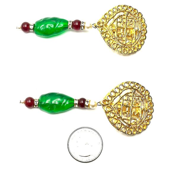 Vintage Kenneth Jay Lane Ornate Gold Clip-on Earrings — KJL Couture Collection - Picture 8 of 9